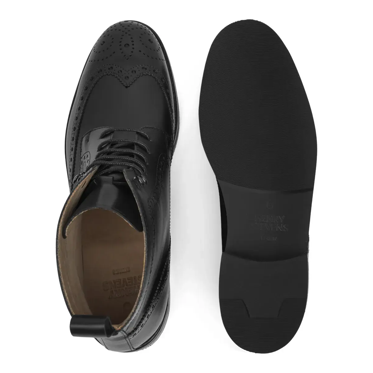 Klassische schwarze Brogue Lederstiefel