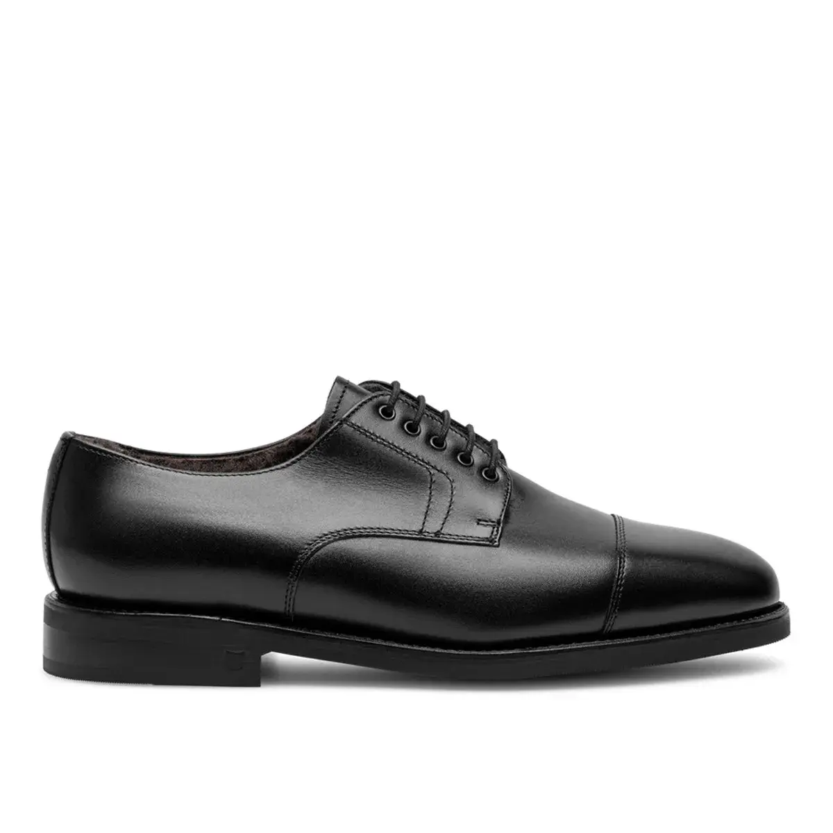 Schwarze Derby Schuhe mit Zehenkappe aus Leder