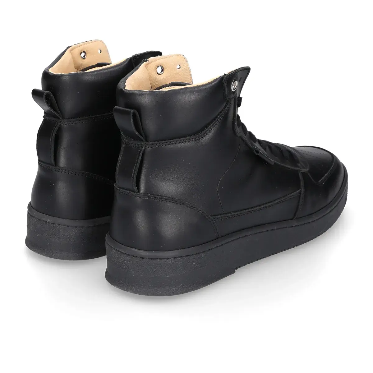 Schwarze Leder High-Top Sneaker