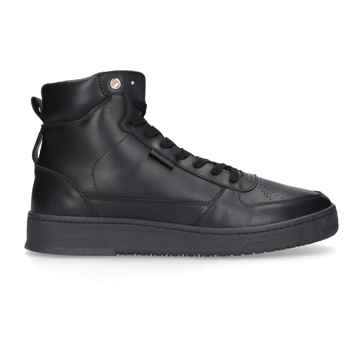 Schwarze Leder High-Top Sneaker