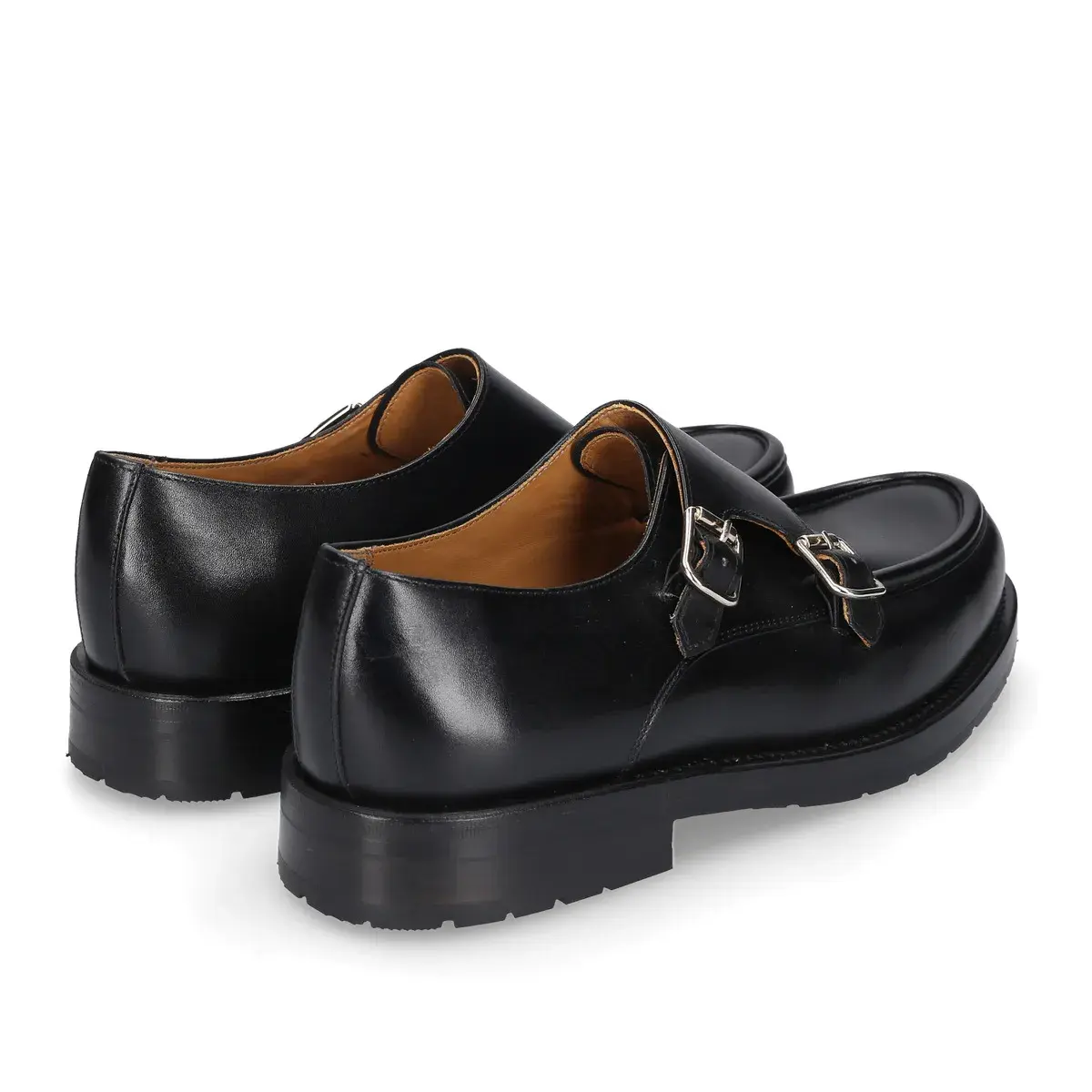 Schwarze Doppel-Monk Loafer aus Leder