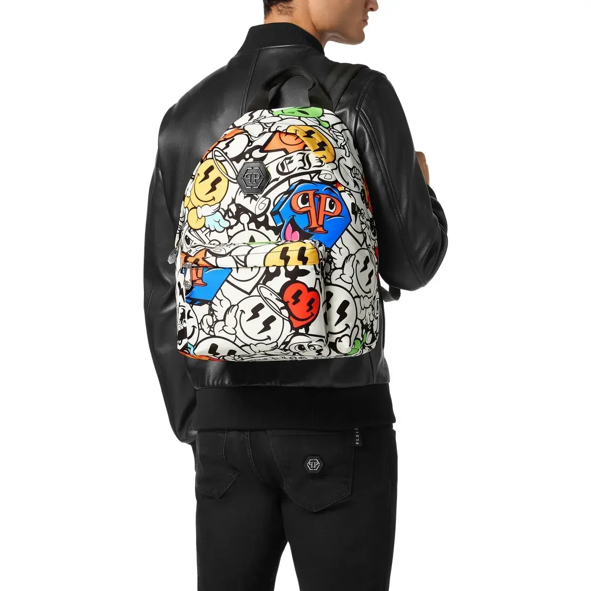 Rucksack aus Nylon mit Smile-Print
