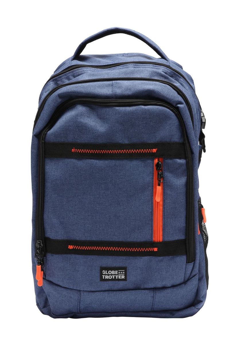 Moderner blauer Alltagsrucksack mit Taschen