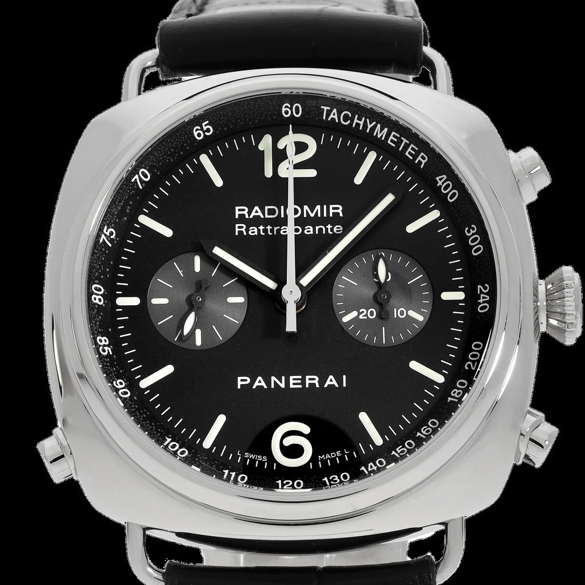 Schwarze Radiomir Rattrapante Chronograph Uhr