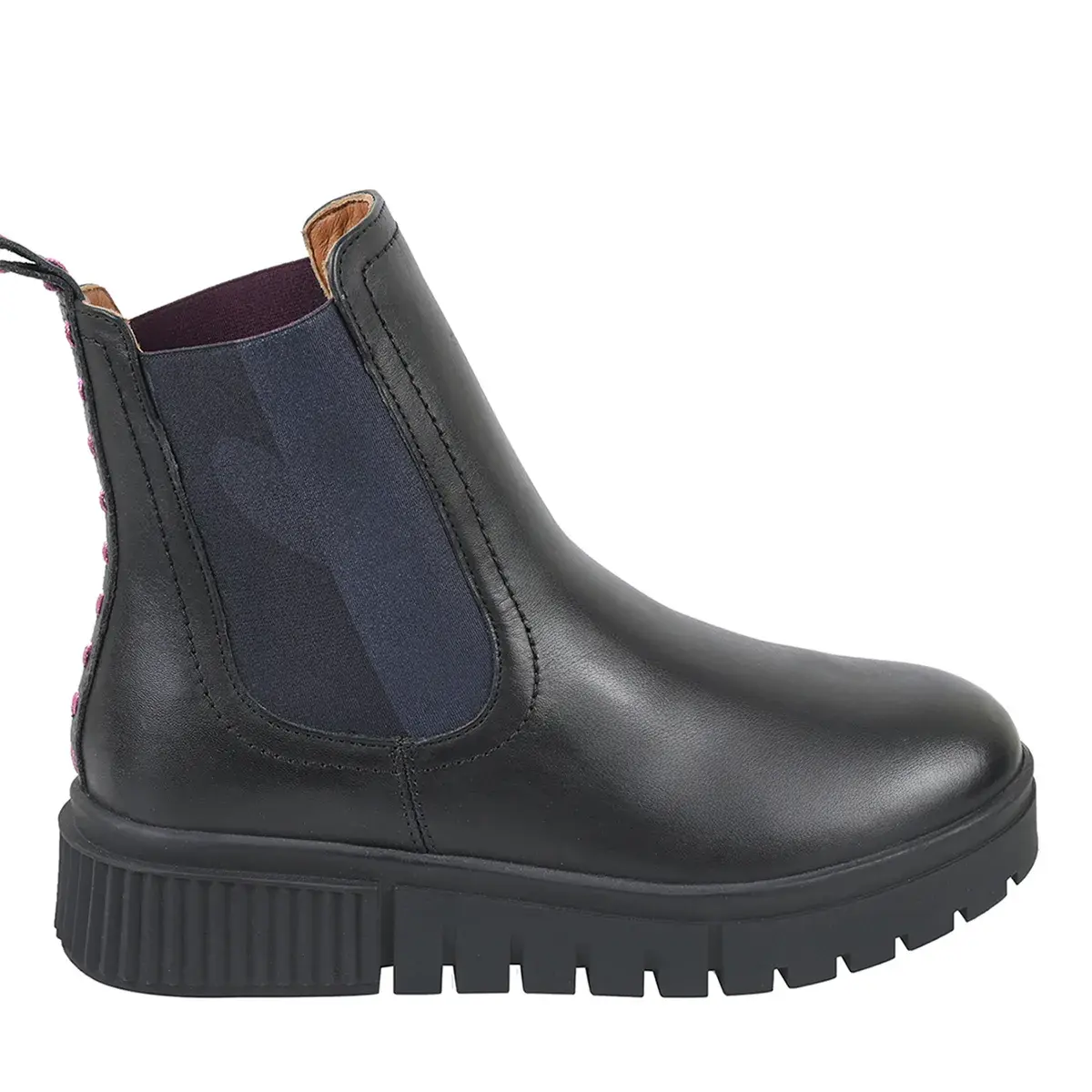 Schwarze Chelsea Boots aus Leder mit Profilsohle