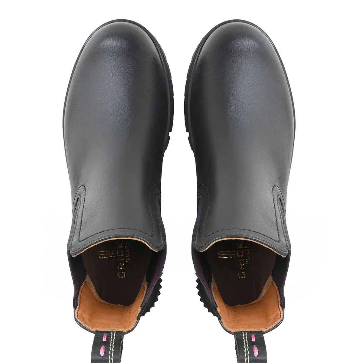 Schwarze Chelsea Boots aus Leder mit Profilsohle