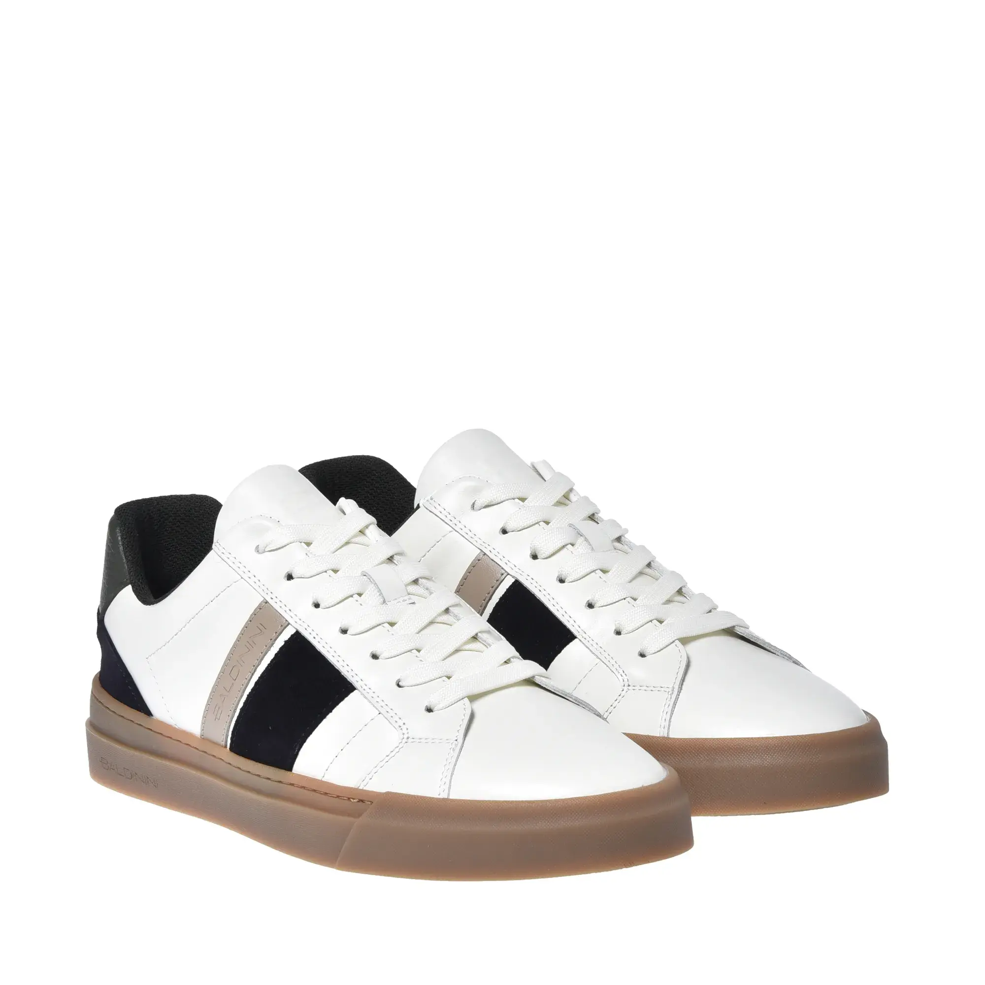 Gestreifte Leder-Sneakers