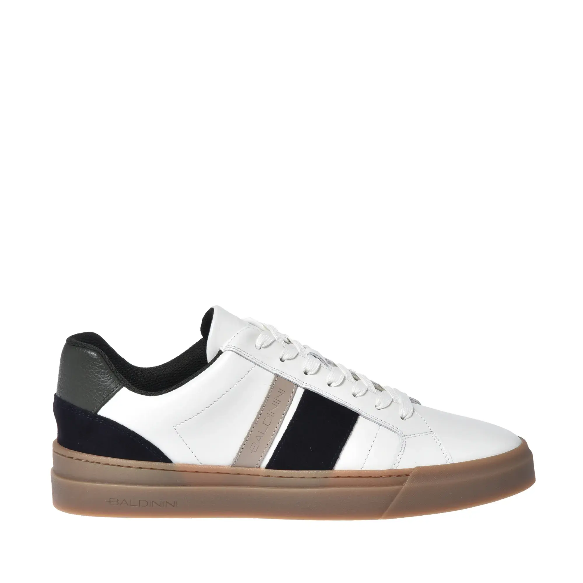 Gestreifte Leder-Sneakers