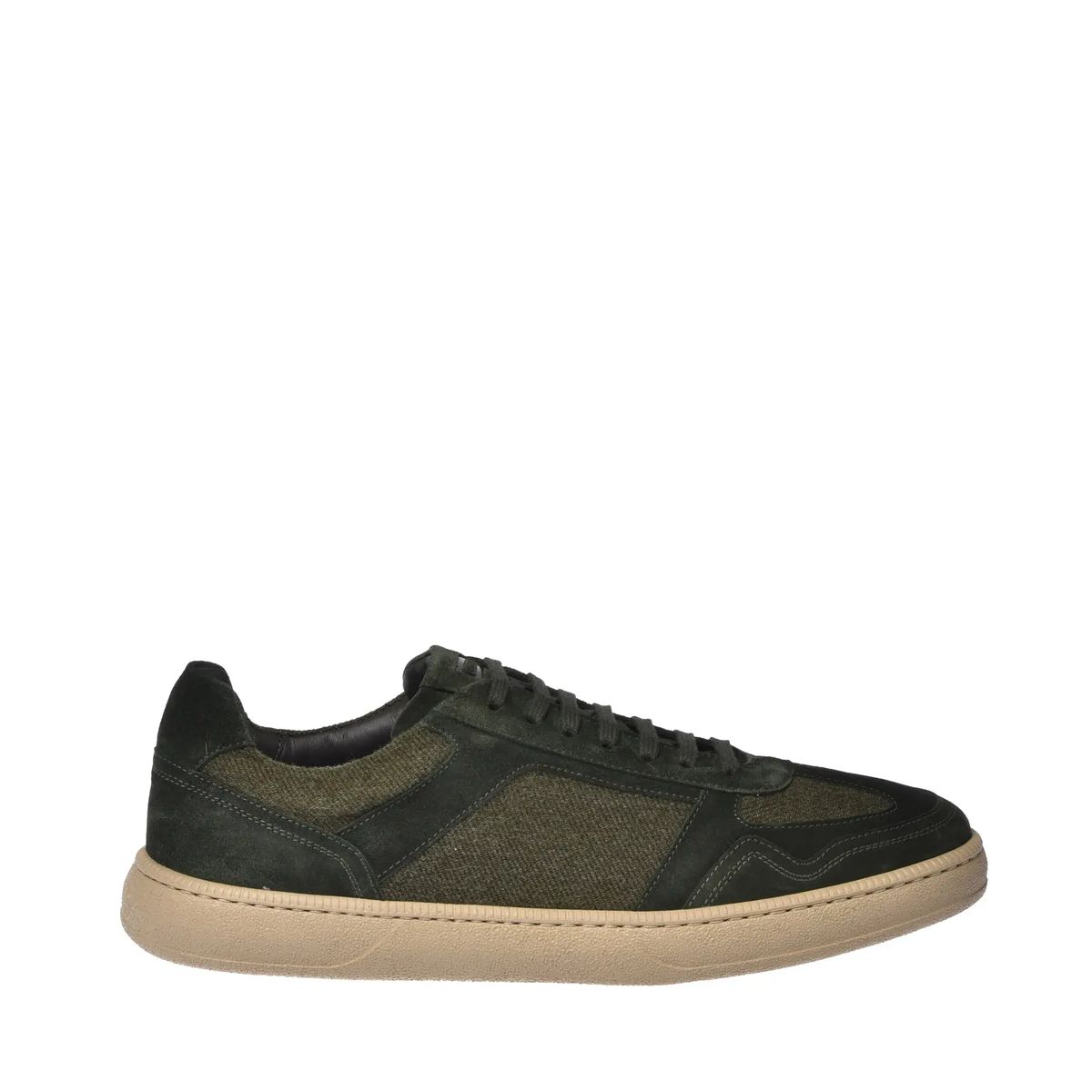 Grüne Wildleder- und Stoff-Sneakers