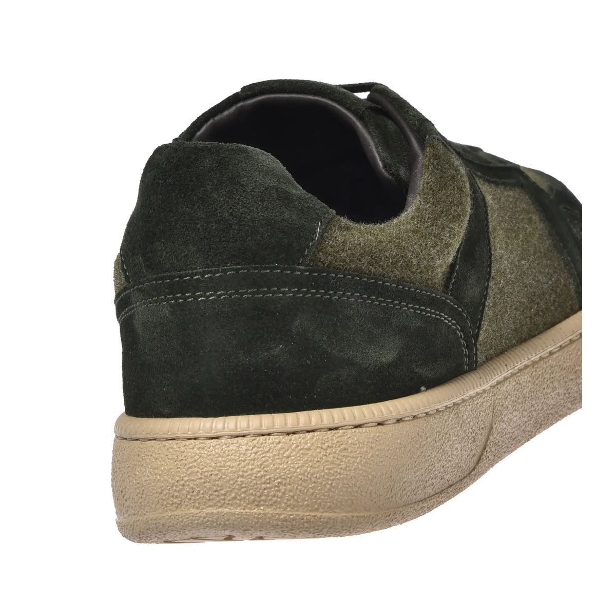 Grüne Wildleder- und Stoff-Sneakers