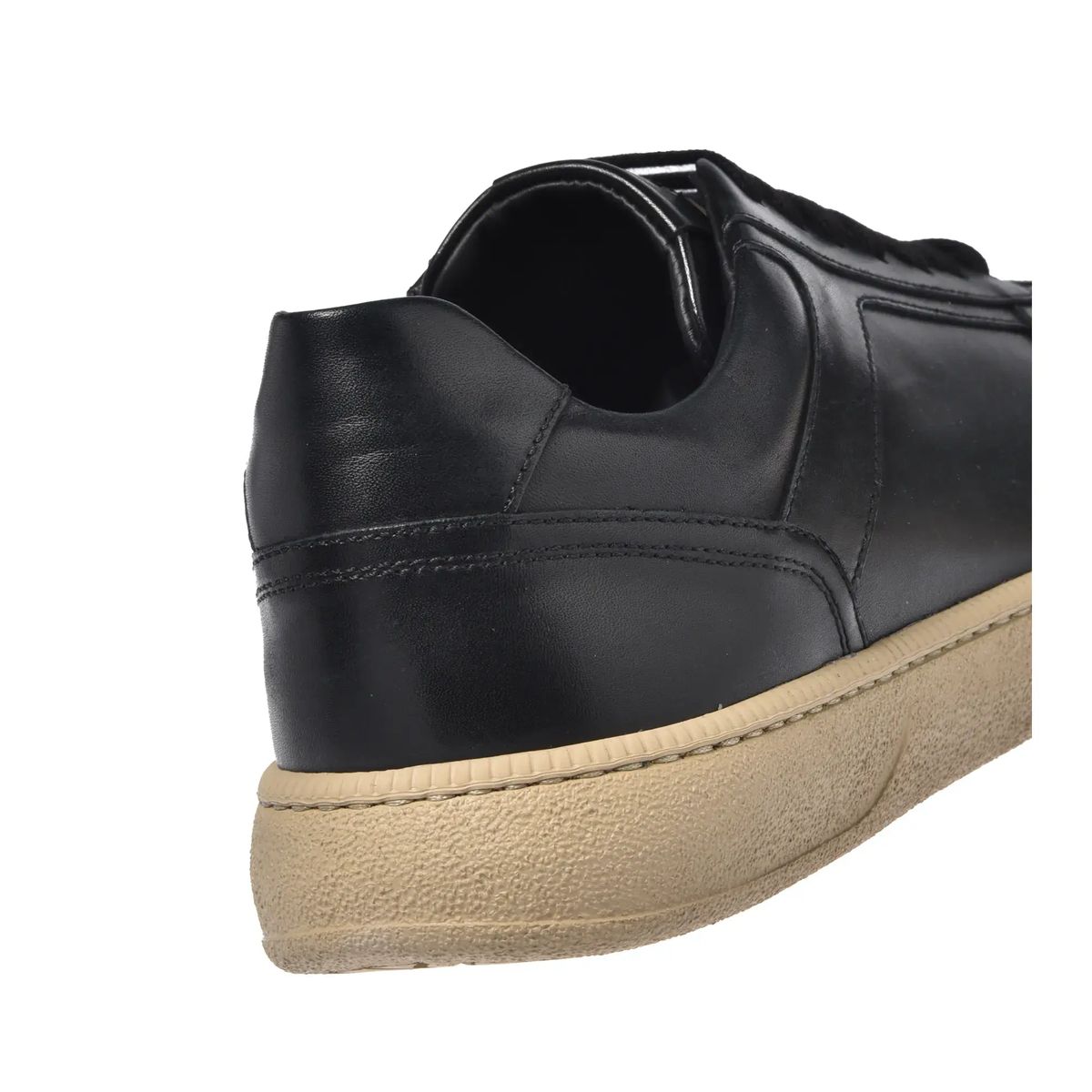 Schwarze Leder-Sneakers mit niedrigem Schaft