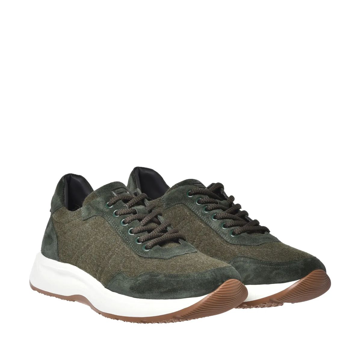 Olivgrüne Wildleder-Panel-Sneakers