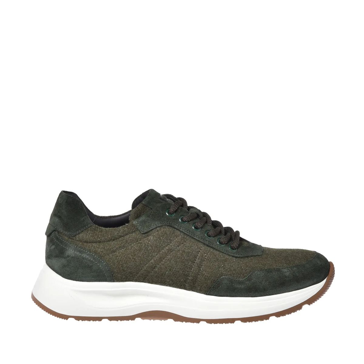 Olivgrüne Wildleder-Panel-Sneakers