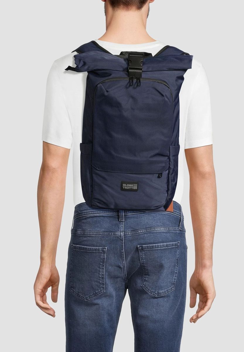 Marineblauer Roll-Top-Rucksack mit Laptopfach