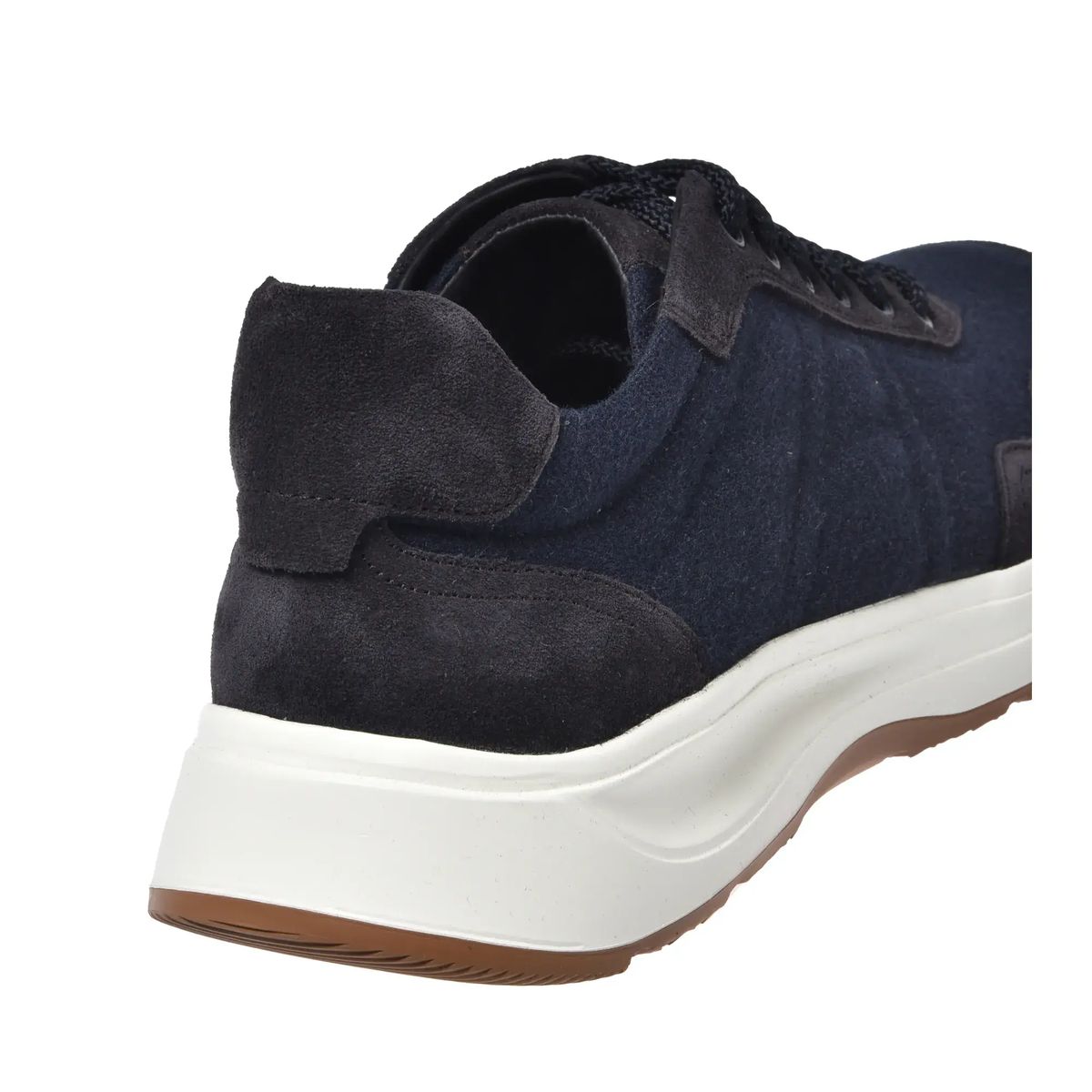 Marineblaue Wildleder- und Stoff-Sneakers
