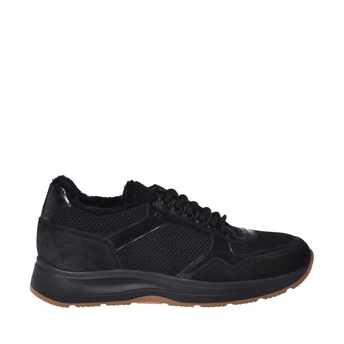 Schwarzer Sneaker aus Wildleder und Leder