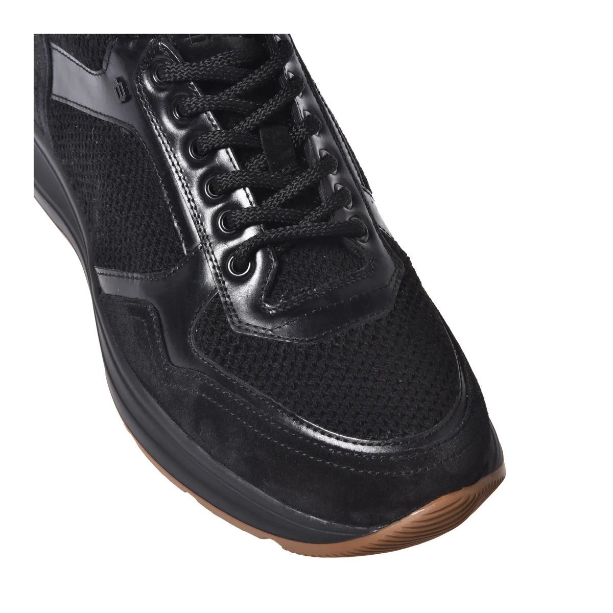 Schwarzer Sneaker aus Wildleder und Leder