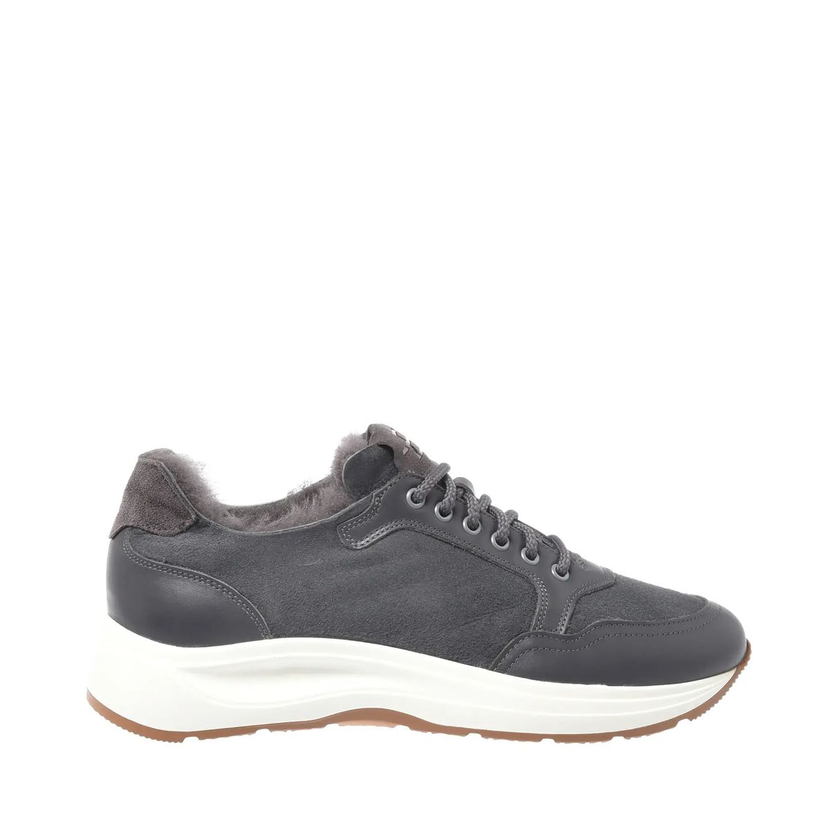 Graue Sneaker aus Wildleder und Leder