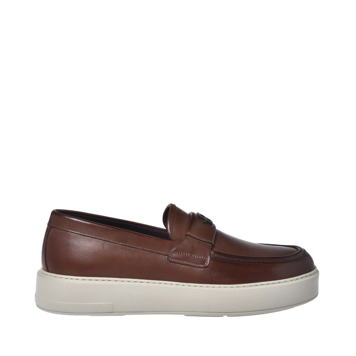 Braune Lederplateau-Loafer