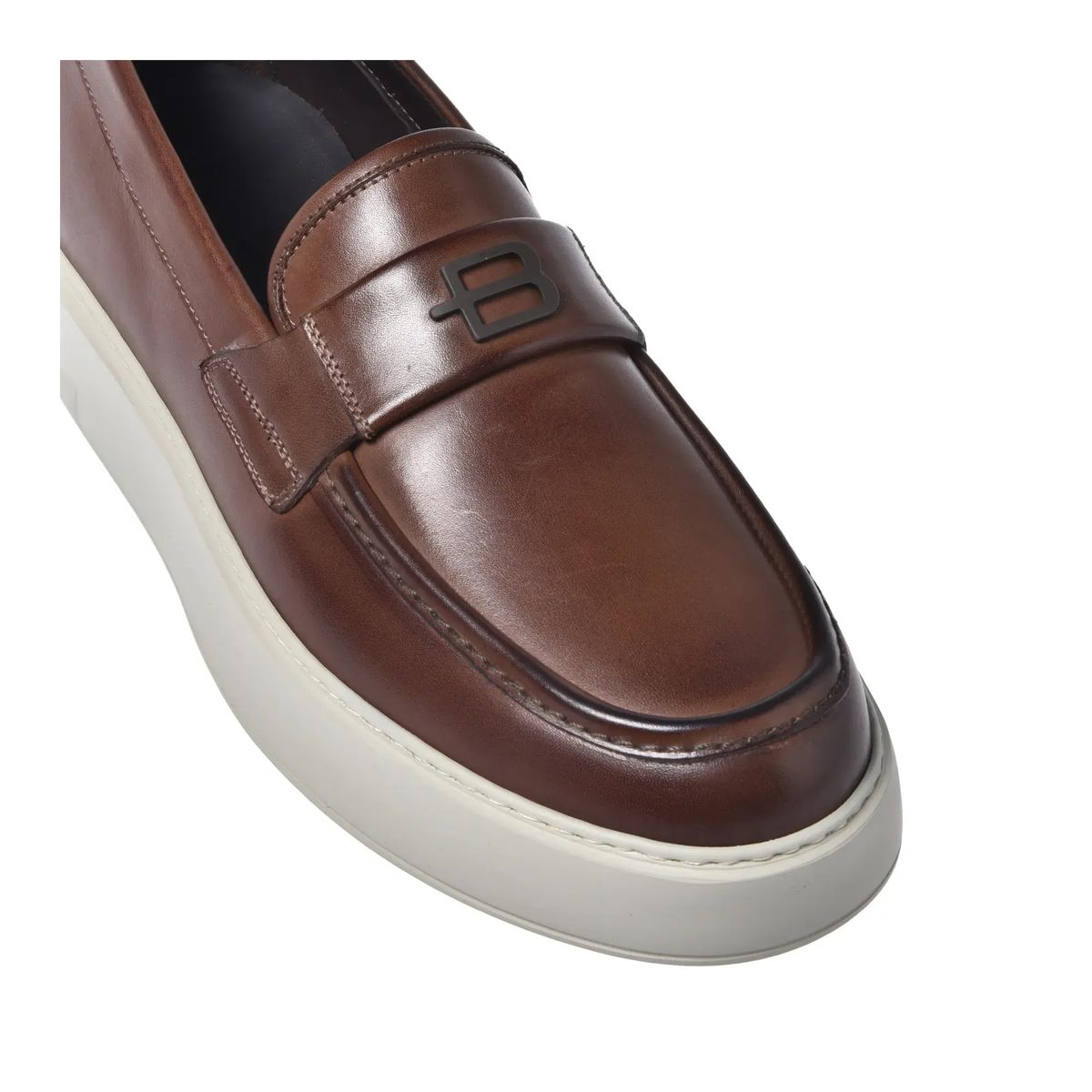 Braune Lederplateau-Loafer