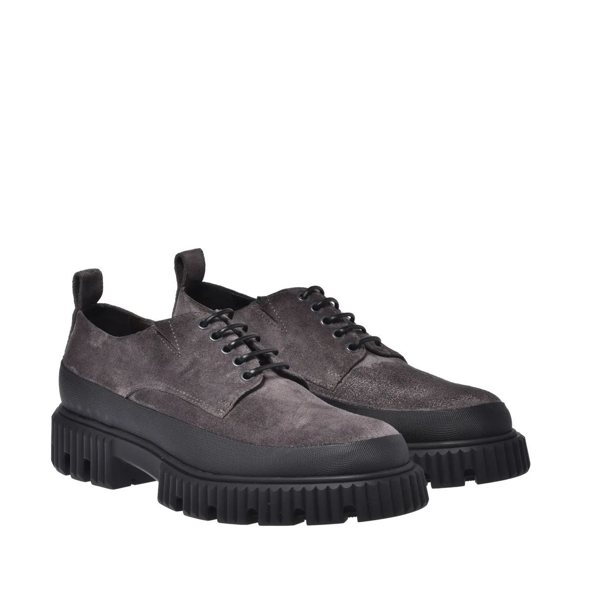 Graue Derby Schuhe aus Wildleder