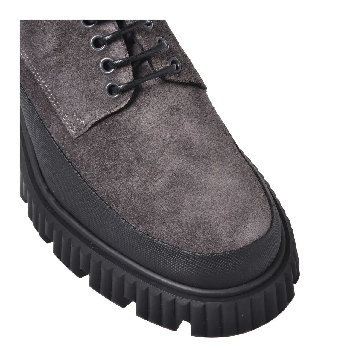 Graue Derby Schuhe aus Wildleder