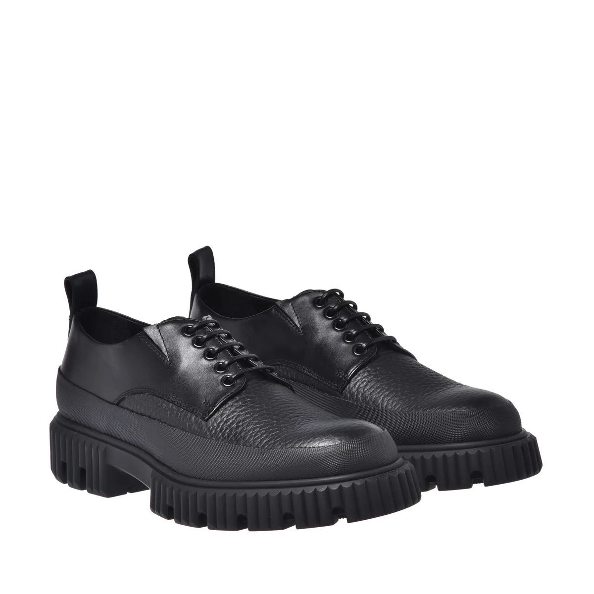 Schwarze Derby Schnürschuhe aus Leder