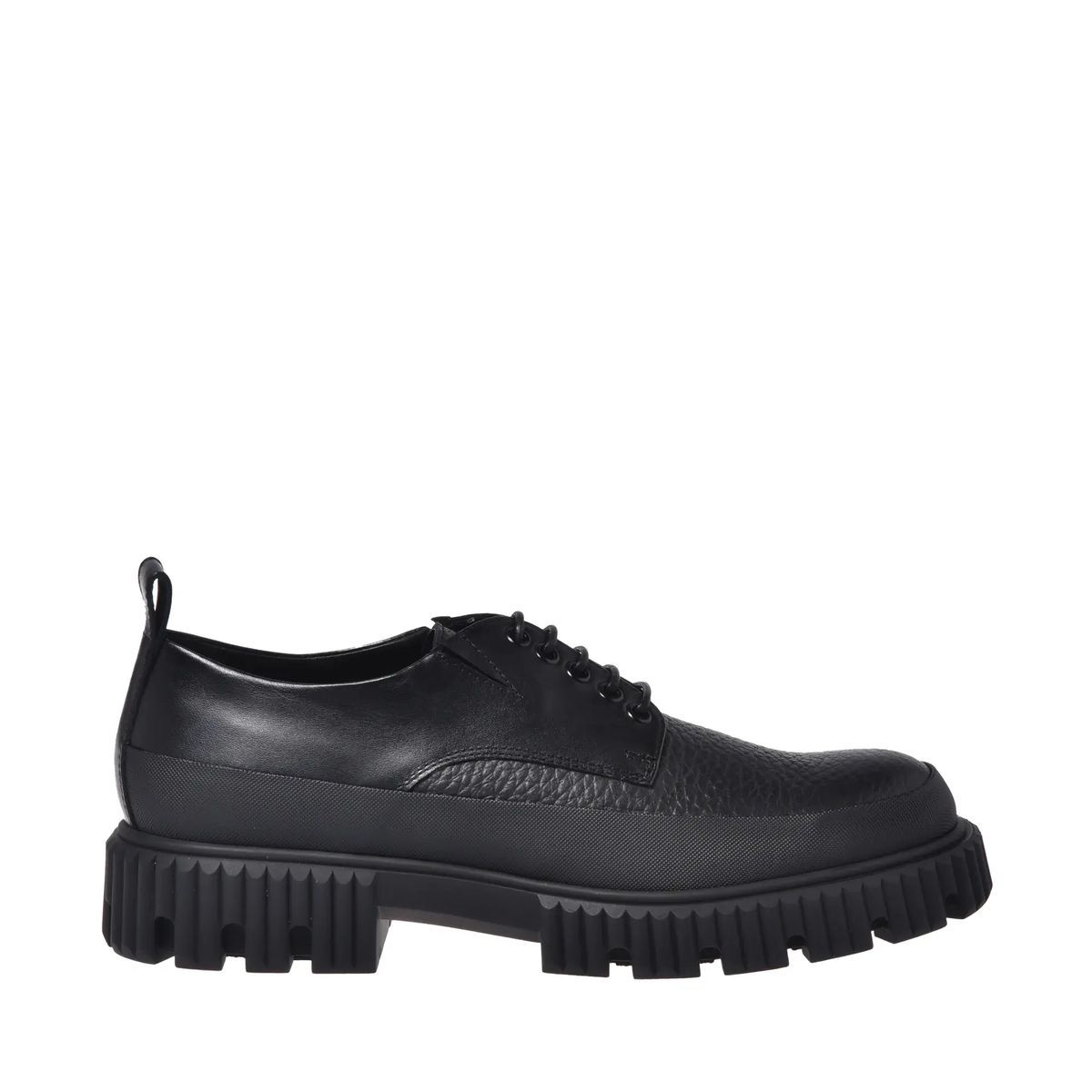Schwarze Derby Schnürschuhe aus Leder