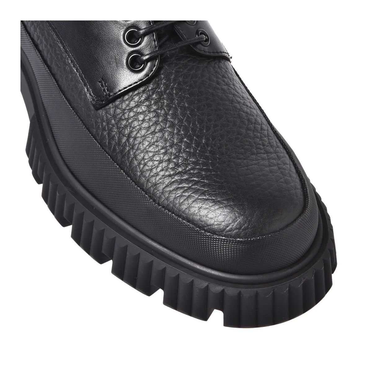 Schwarze Derby Schnürschuhe aus Leder