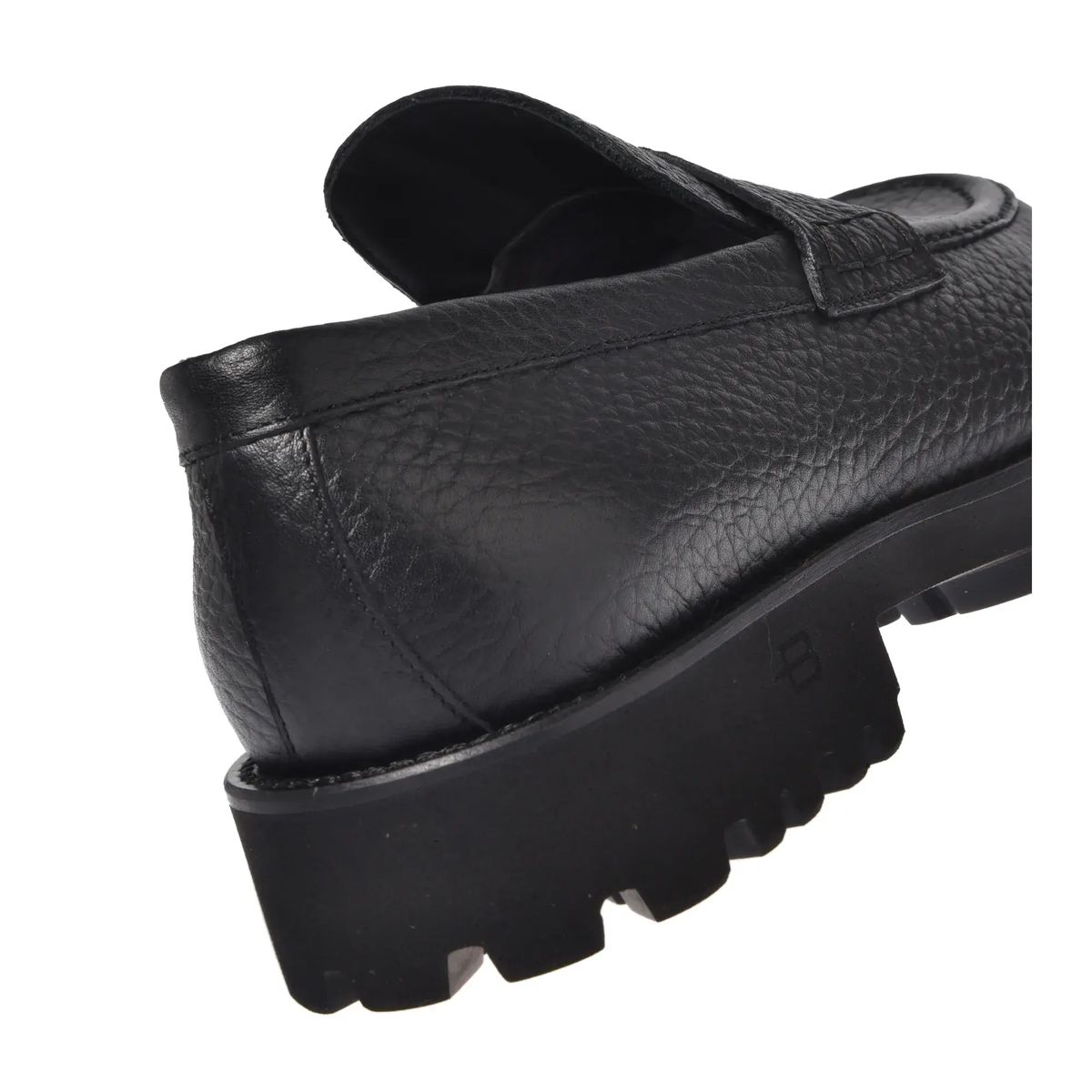 Schwarze Leder Loafer mit Profilsohle