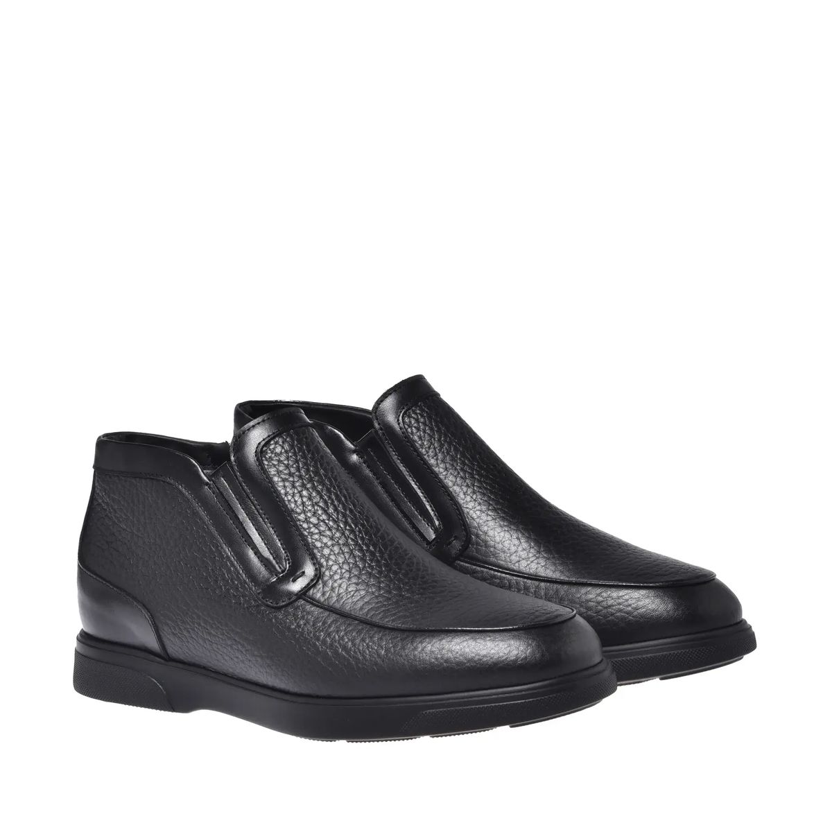 Schwarze Leder-Slipper