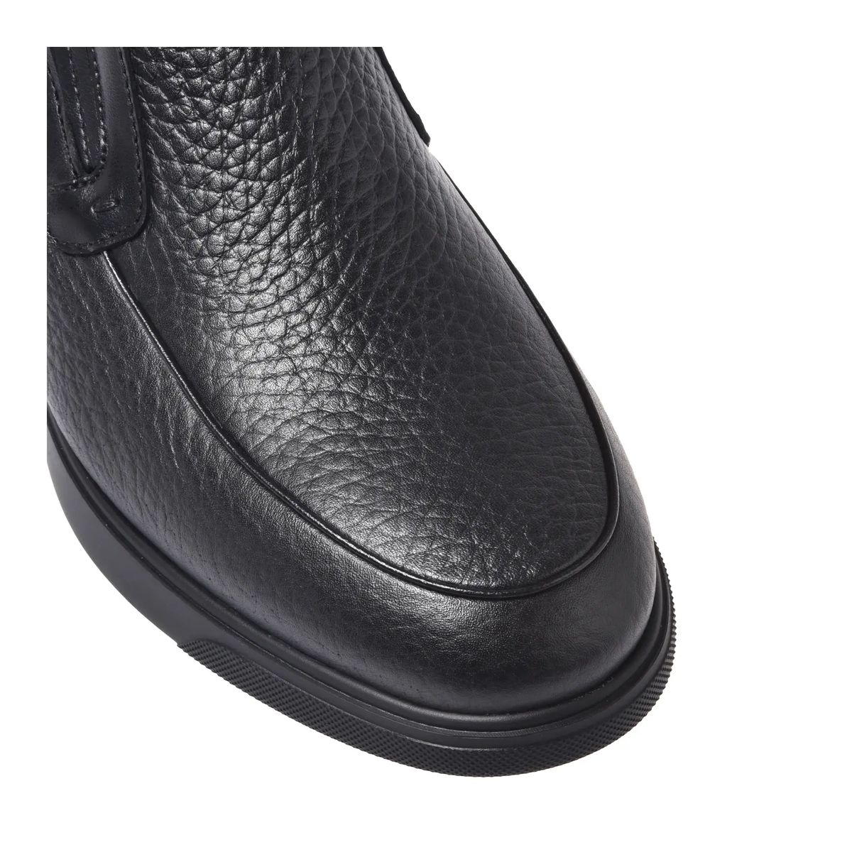 Schwarze Leder-Slipper