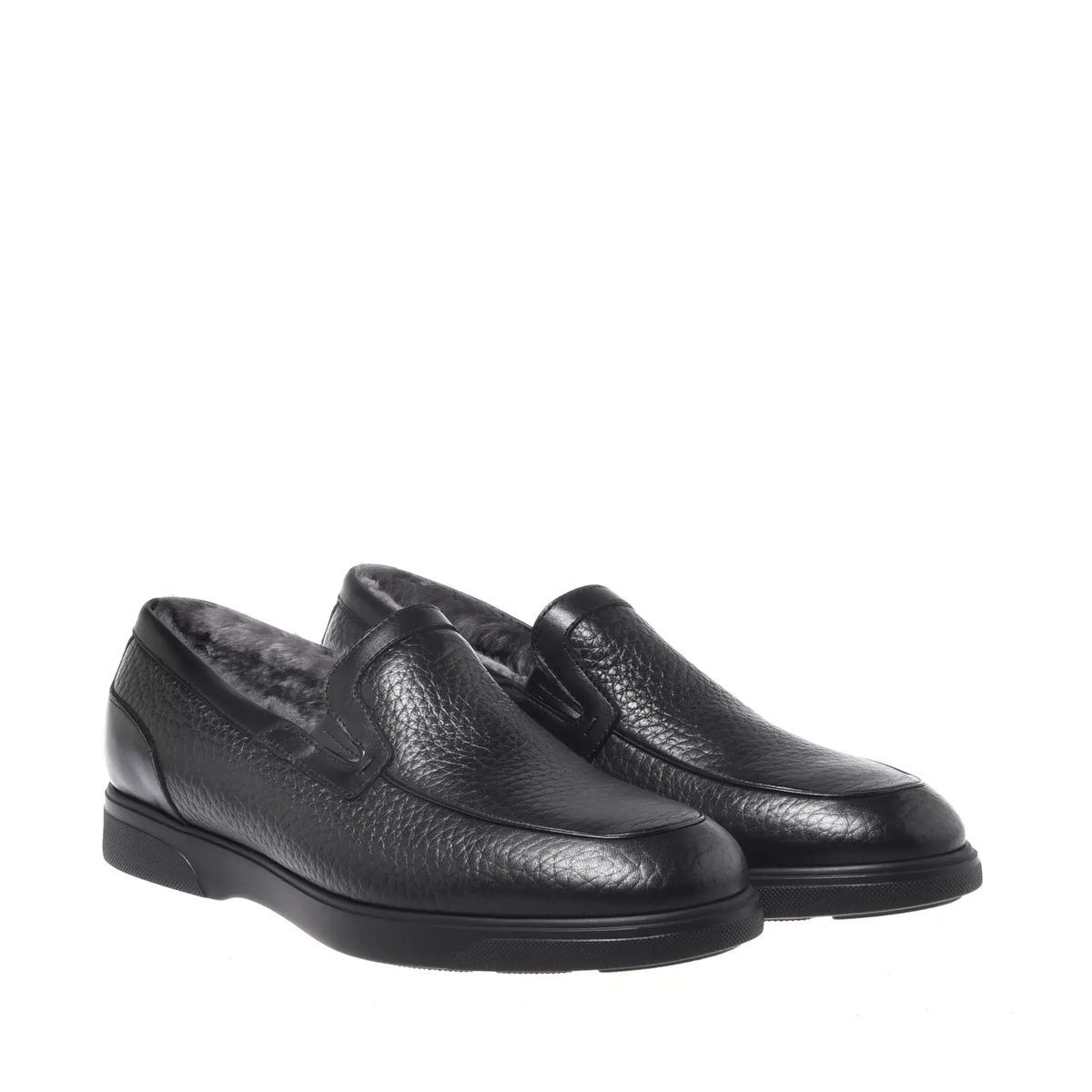 Schwarze Leder Slipper Loafer Hausschuhe