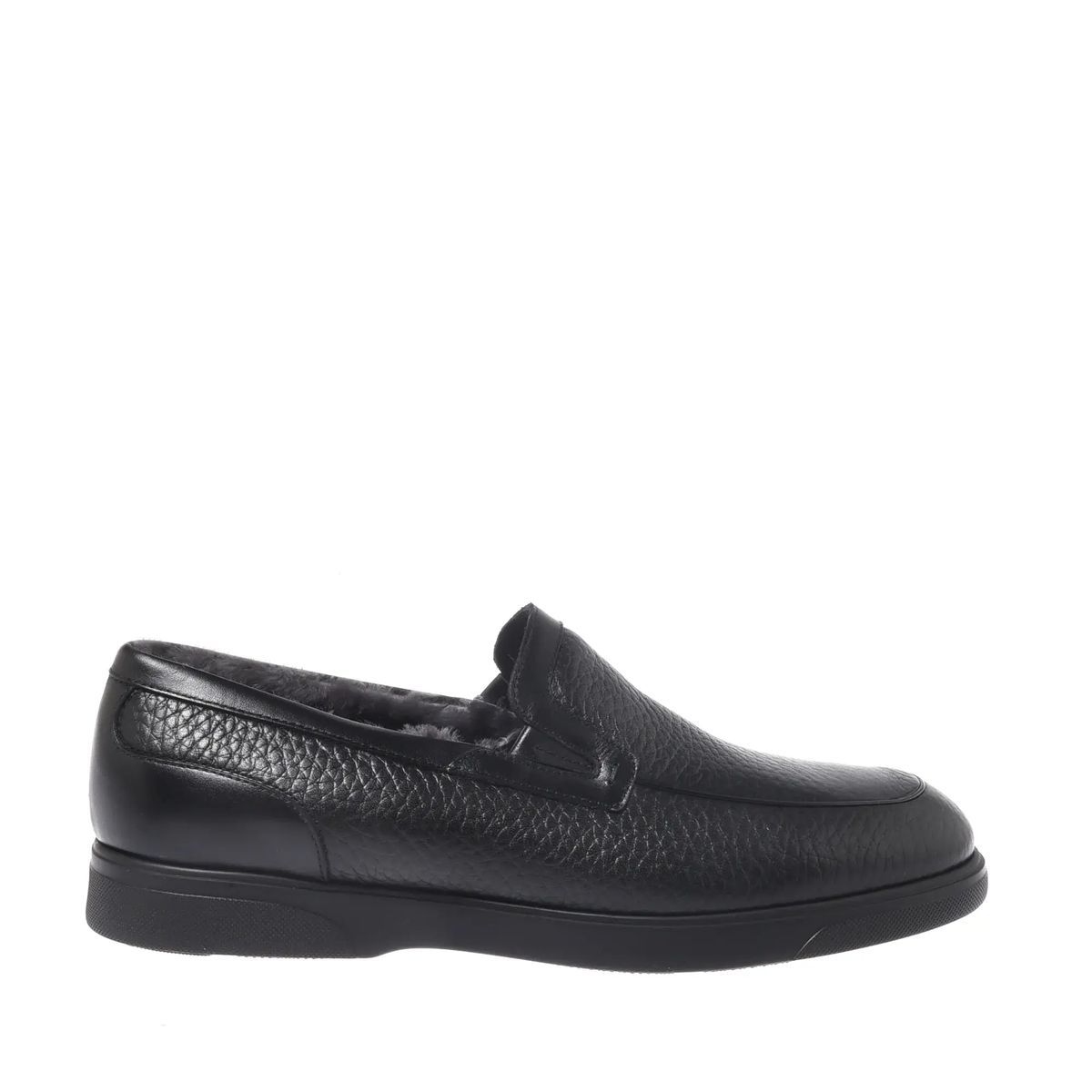 Schwarze Leder Slipper Loafer Hausschuhe