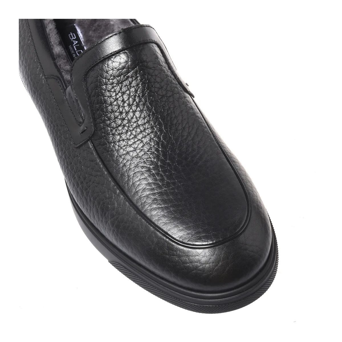 Schwarze Leder Slipper Loafer Hausschuhe