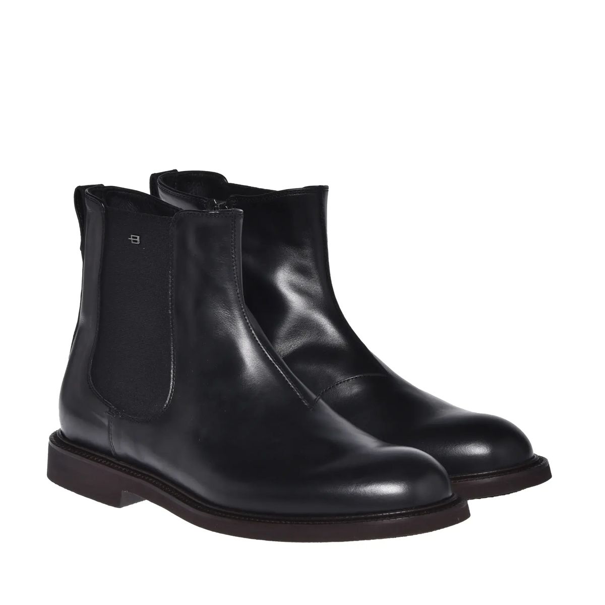 Schwarze Chelsea Leder-Stiefeletten