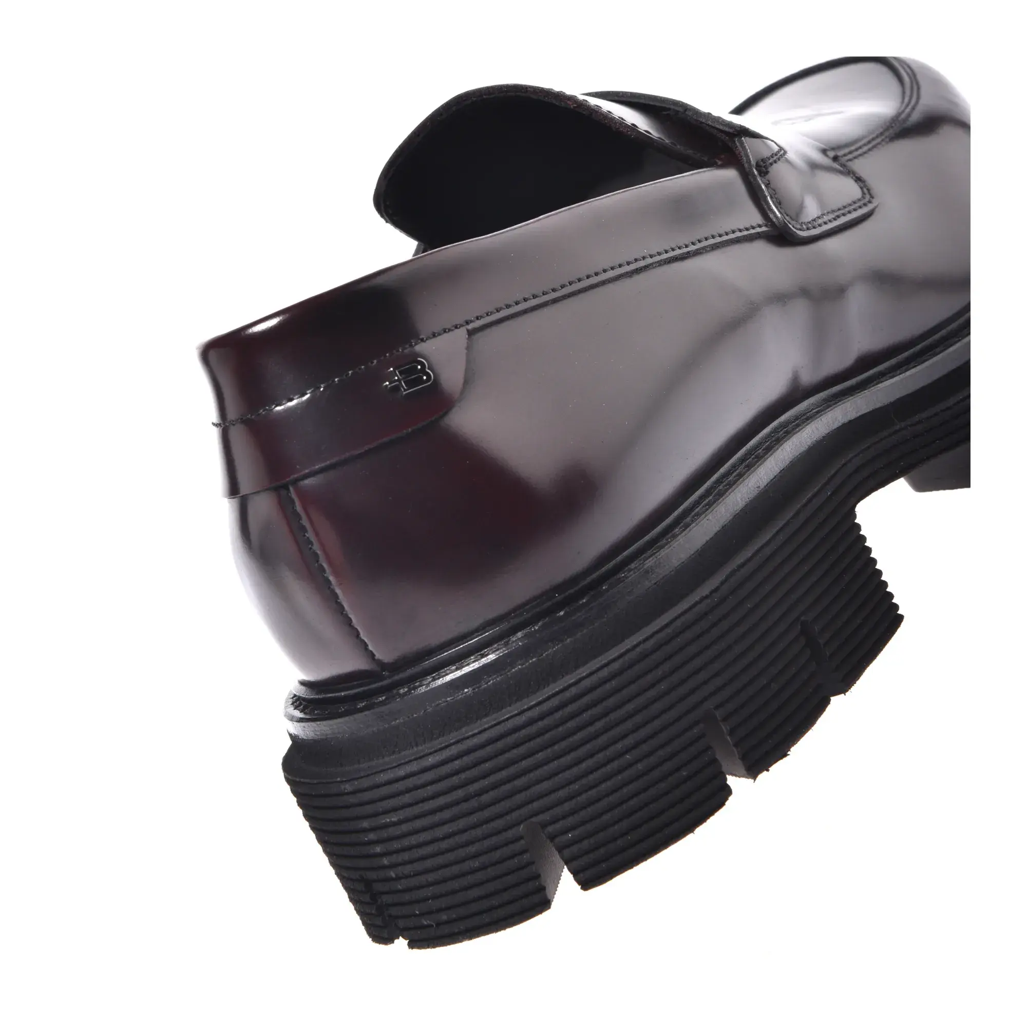 Burgunderfarbene Penny Loafers aus Leder mit Plateausohle
