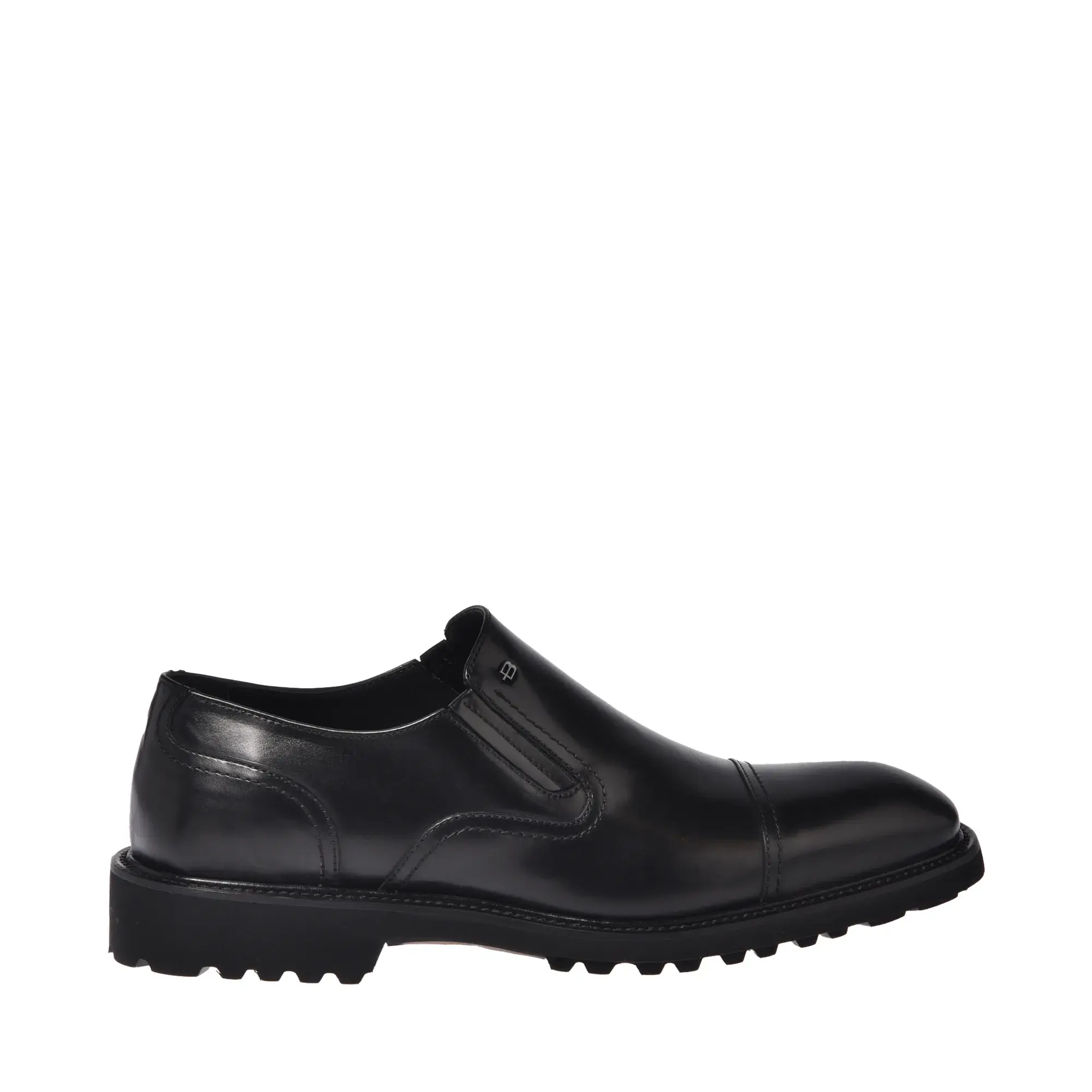 Schwarze Leder Slipper Halbschuhe