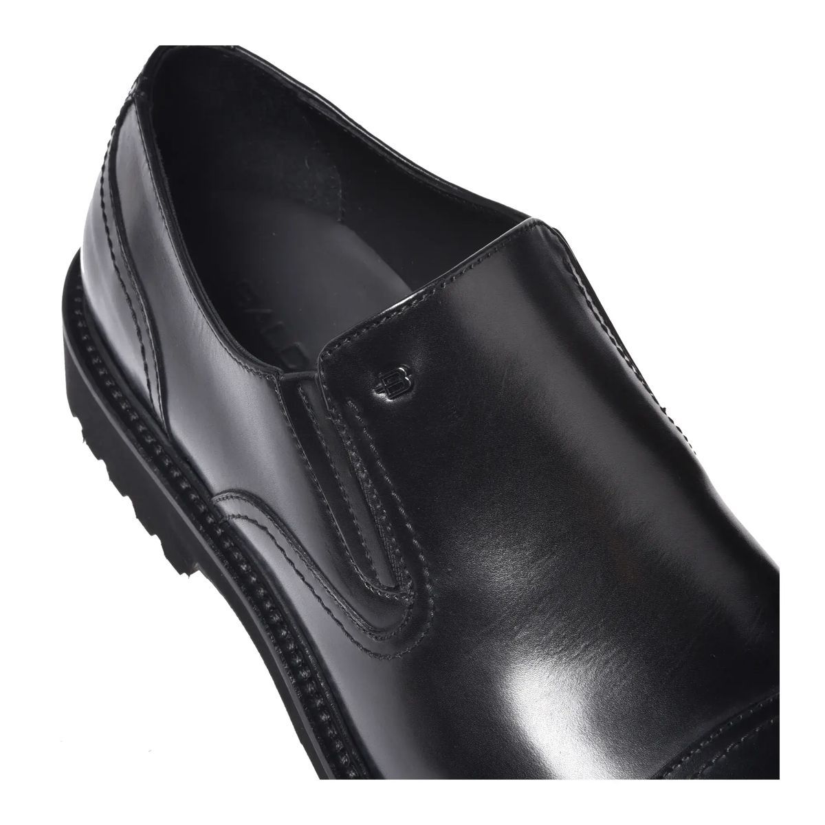 Schwarze Leder Slipper Halbschuhe