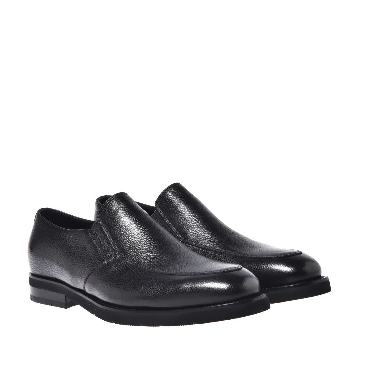 Schwarzer Leder Slipper Halbschuh