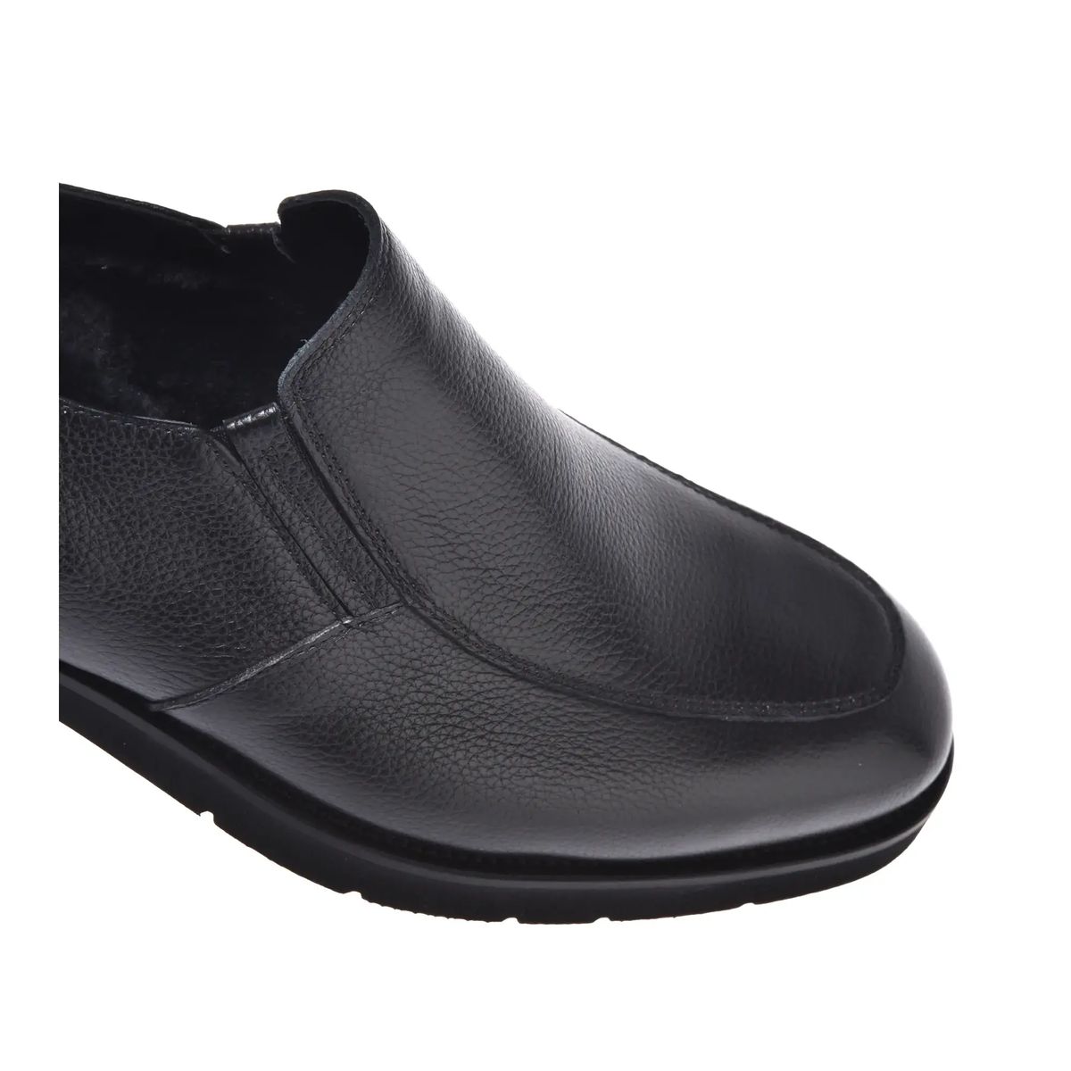 Schwarzer Leder Slipper Halbschuh