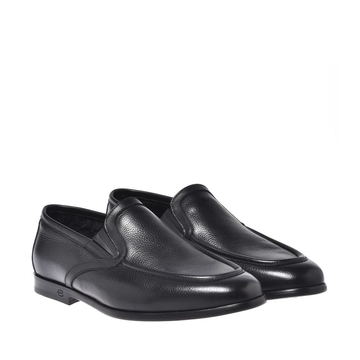 Schwarze Leder Slipper Loafers