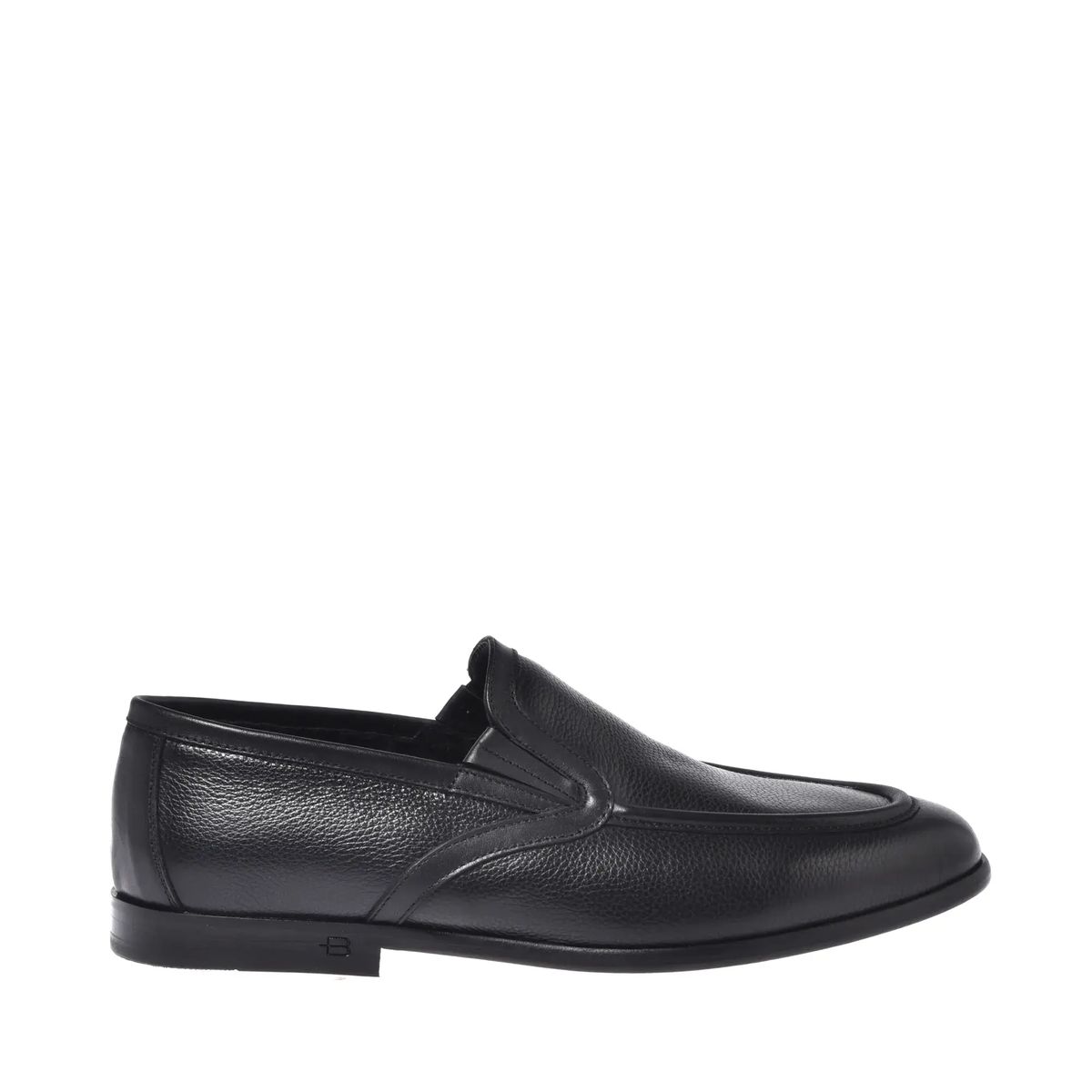 Schwarze Leder Slipper Loafers