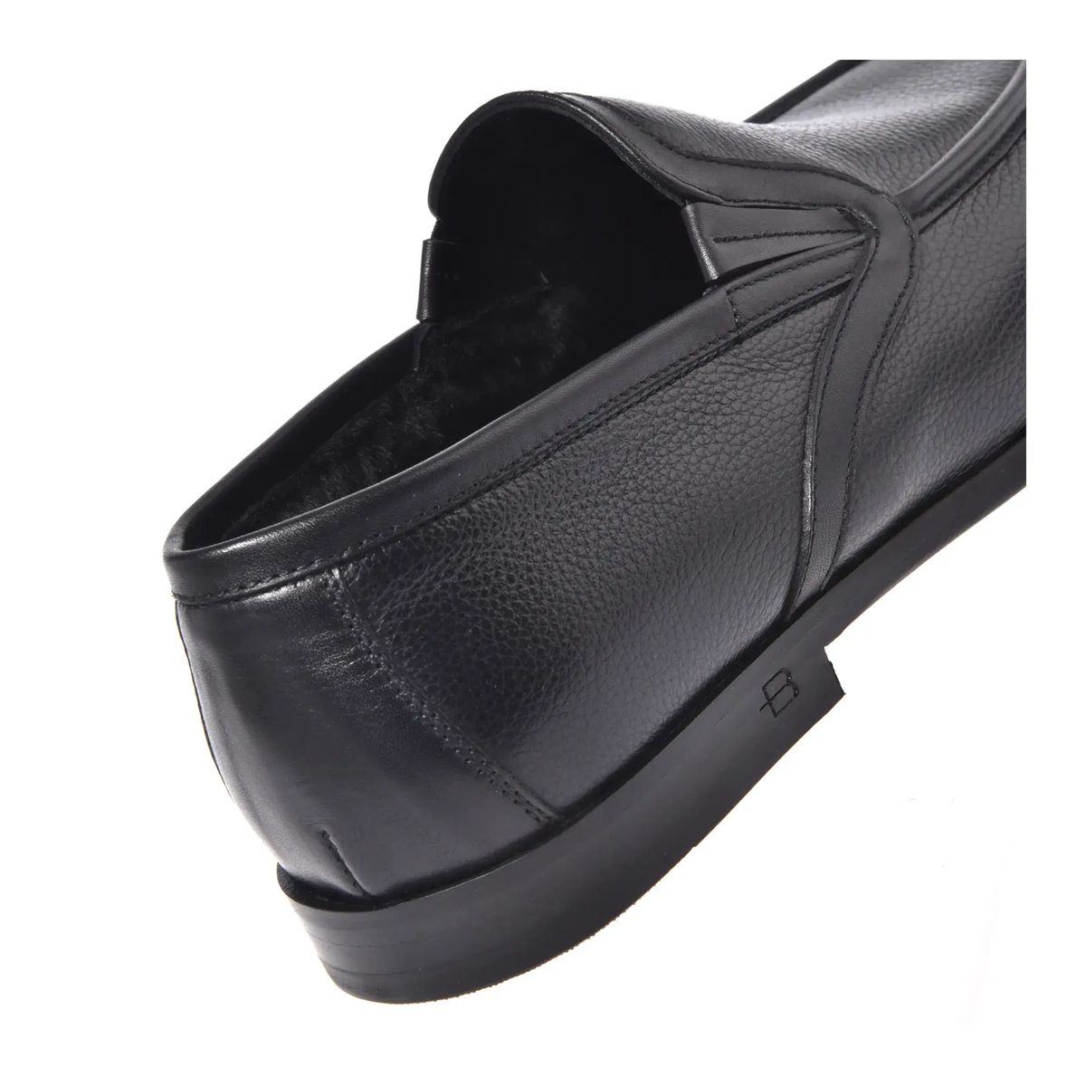 Schwarze Leder Slipper Loafers