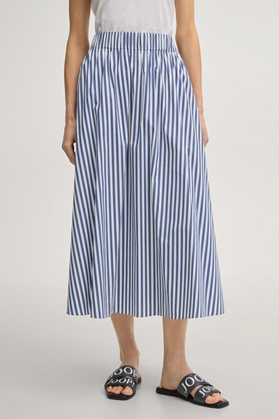 Joop! A-Linien-Midirock Blau-Weiß gestreift elastischer Bund