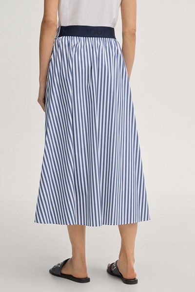 Joop! A-Linien-Midirock Blau-Weiß gestreift elastischer Bund