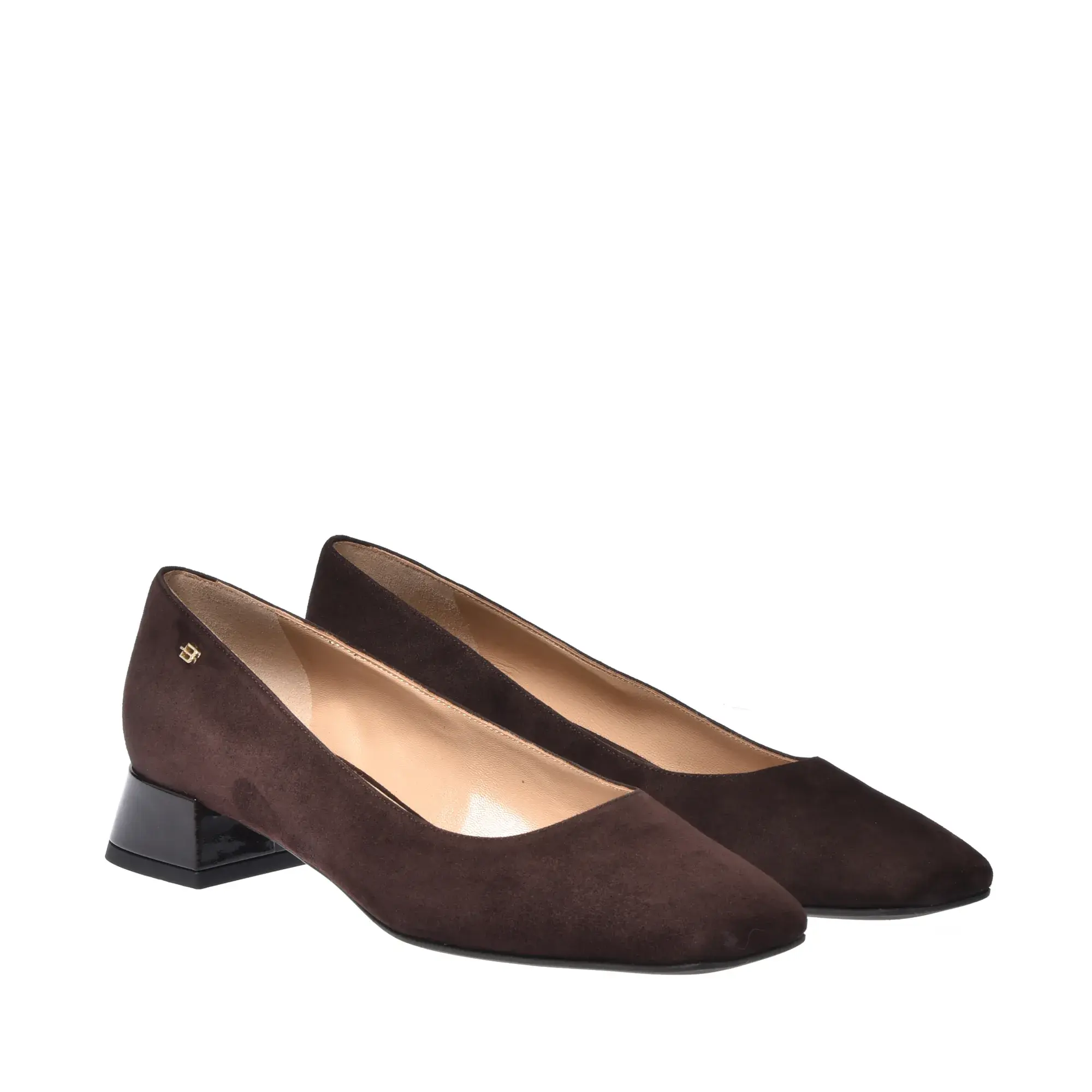 Braune Wildleder-Pumps mit Blockabsatz