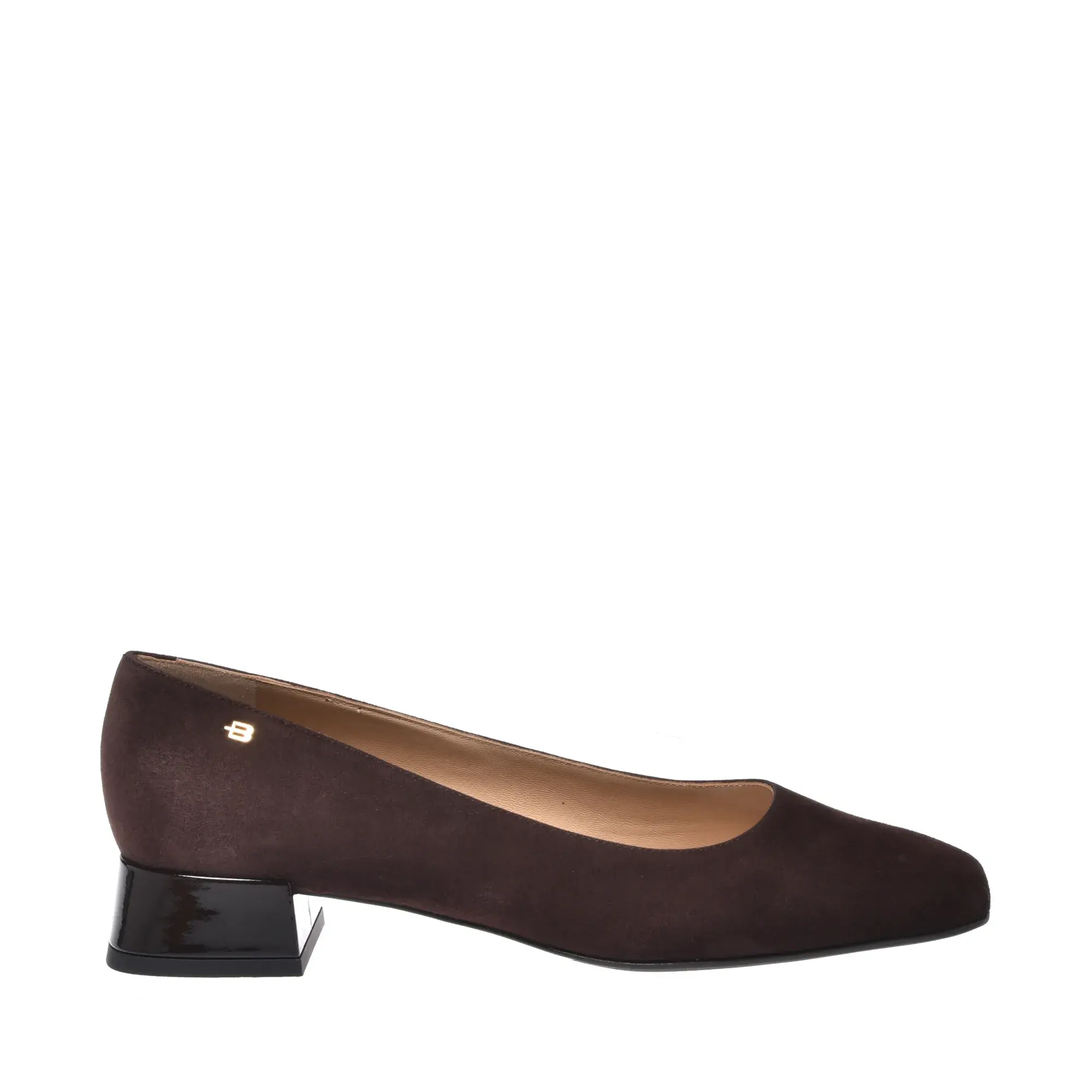 Braune Wildleder-Pumps mit Blockabsatz