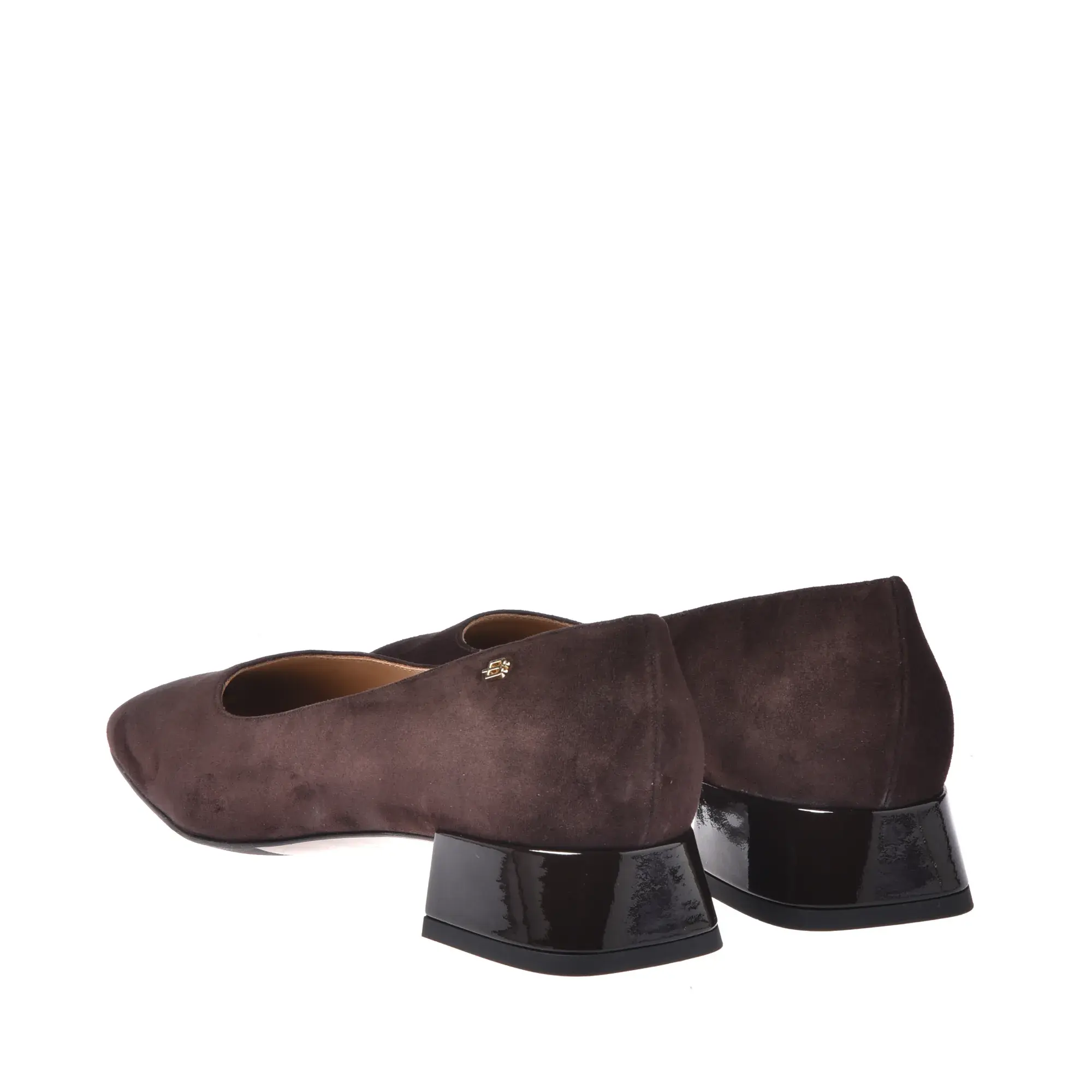 Braune Wildleder-Pumps mit Blockabsatz