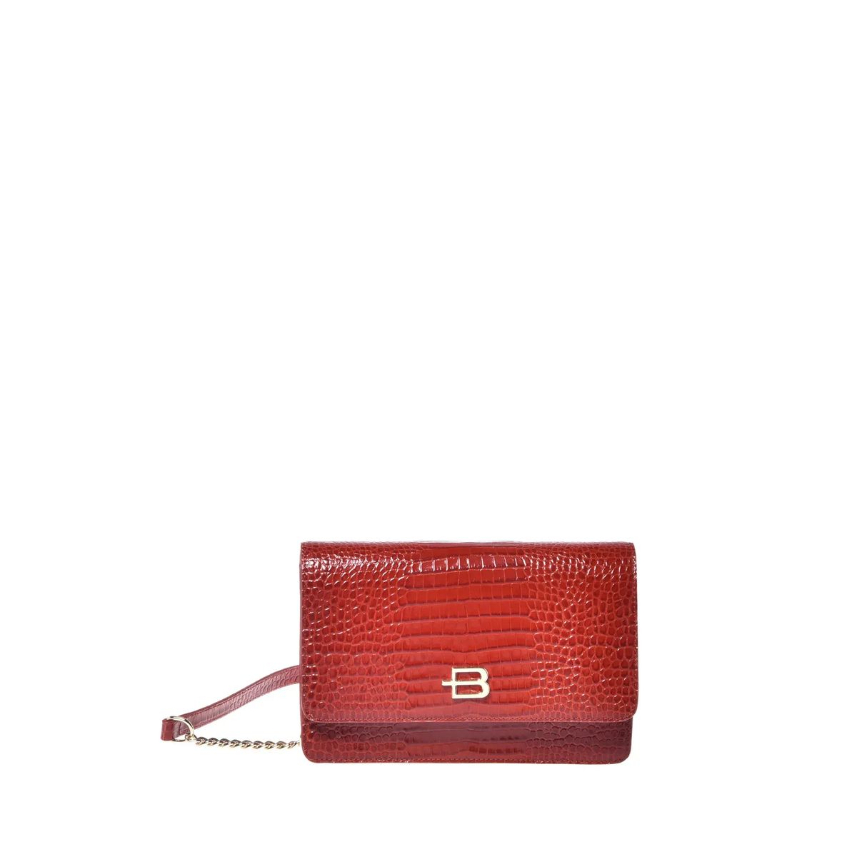 Geldbörse mit Kroko-Print und Kette